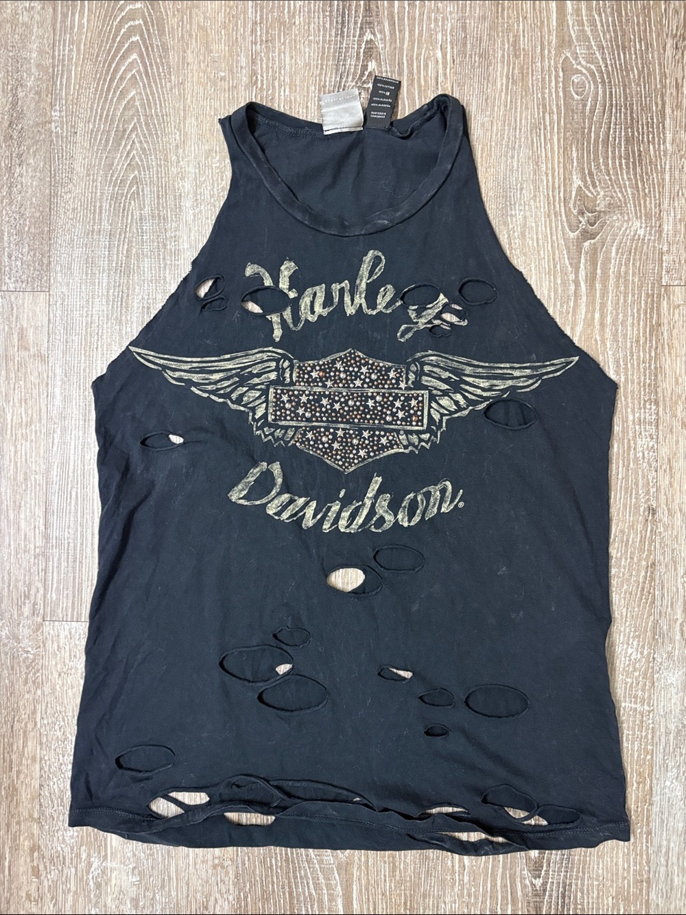 Harley-Davidson Black Women's Distressed Winged Logo Tank